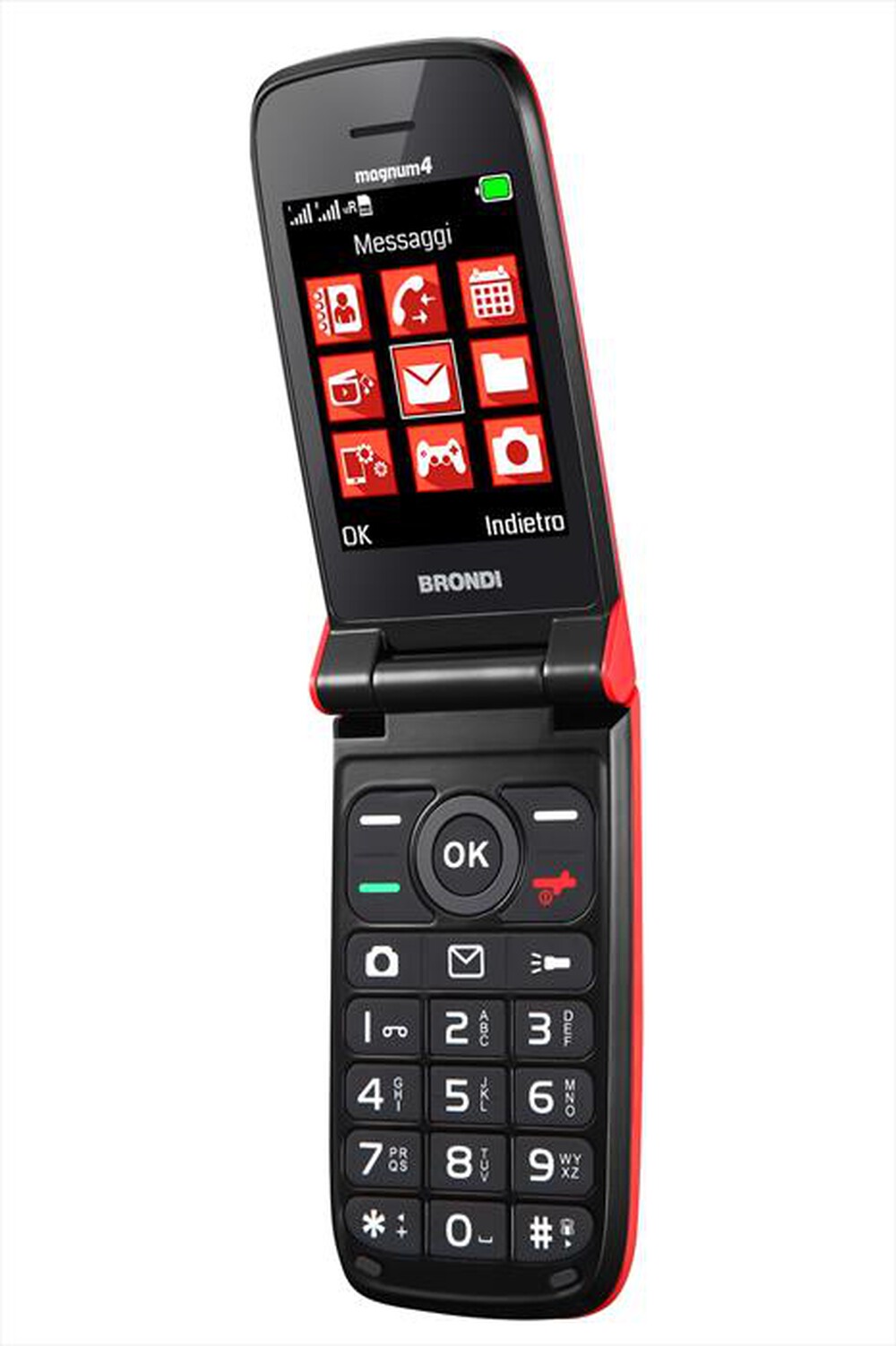 TELEFONO CELLULARE PER ANZIANI FACILE A CONCHIGLIA BRONDI MAGNUM 4 ROSSO