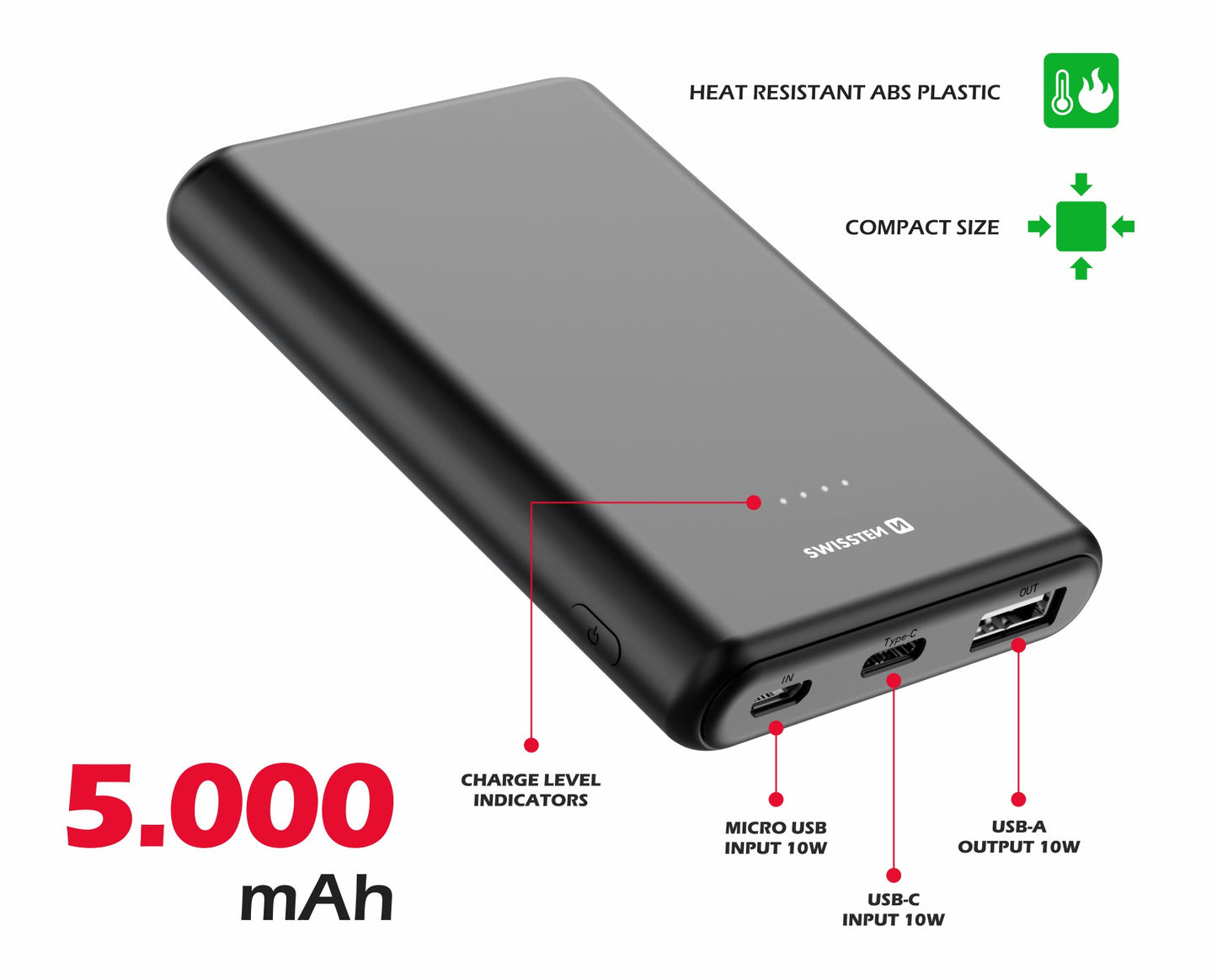 SWISSTEN POWER BANK 5000mAh 10W 22013910