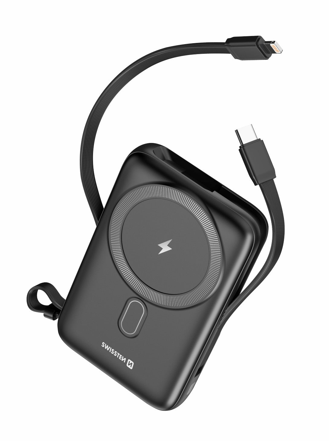 SWISSTEN POWER BANK 10000mAh CON LED DISPLAY Qi MagSafe CON CAVI INTEGRATI USB-C E LIGHTNING 22.5W 22013933