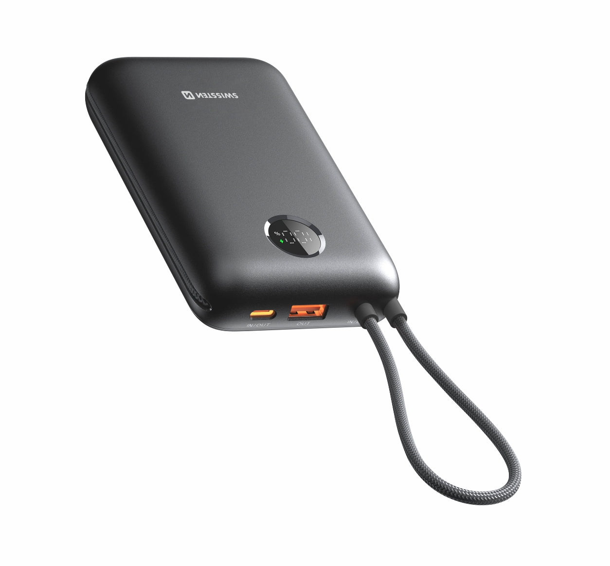 SWISSTEN POWER BANK 30000mAh VOLTBOX CON LED DISPLAY E CAVI INTEGRATI USB-C E LIGHTNING 35W 22013938