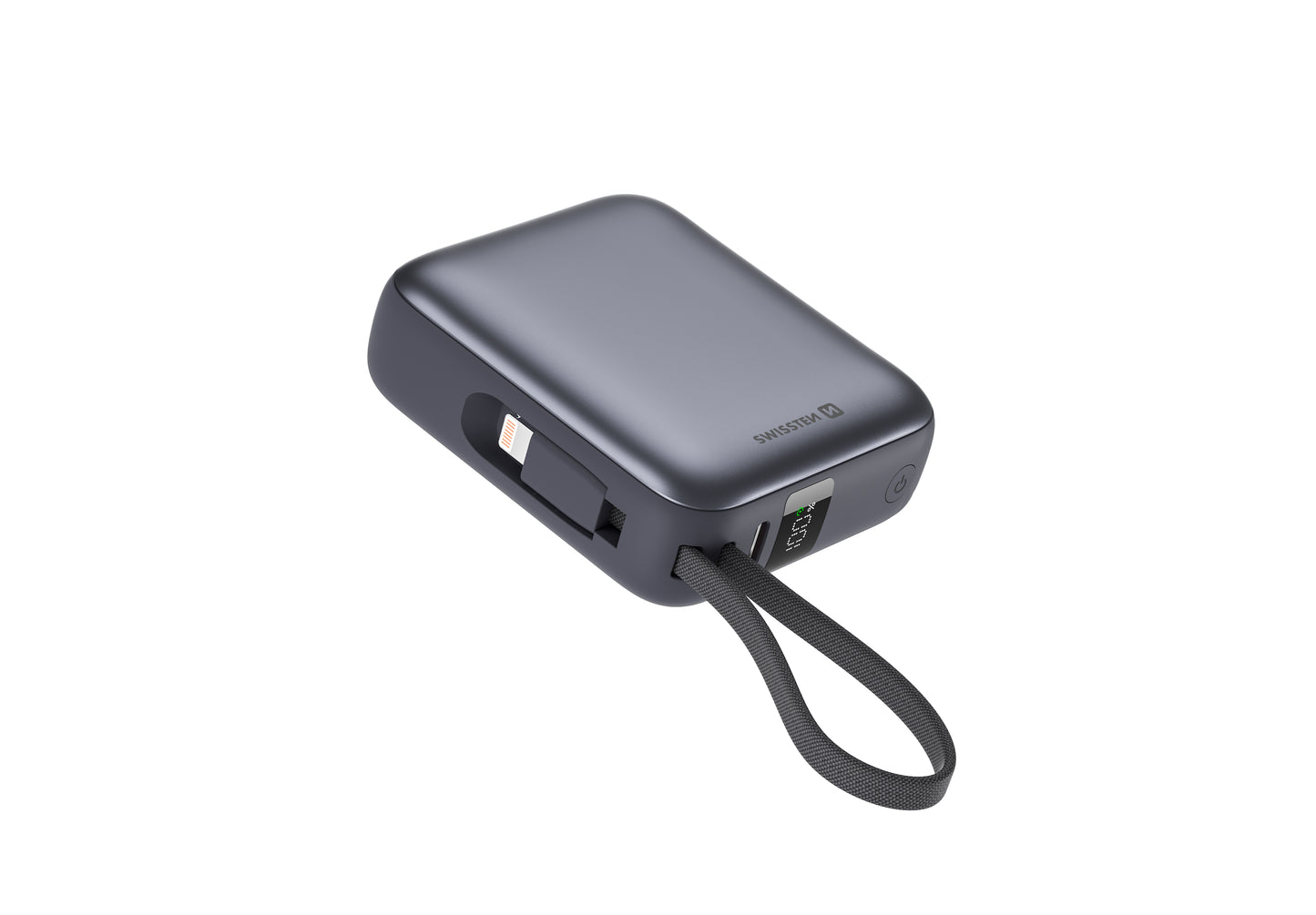 SWISSTEN POWER BANK 10000mAH CON LED DISPLAY E CAVI INTEGRATI USB-C E LIGHTNING 22.5W 22013939
