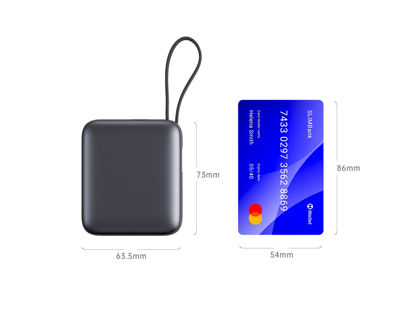SWISSTEN POWER BANK 10000mAH CON LED DISPLAY E CAVI INTEGRATI USB-C E LIGHTNING 22.5W 22013939