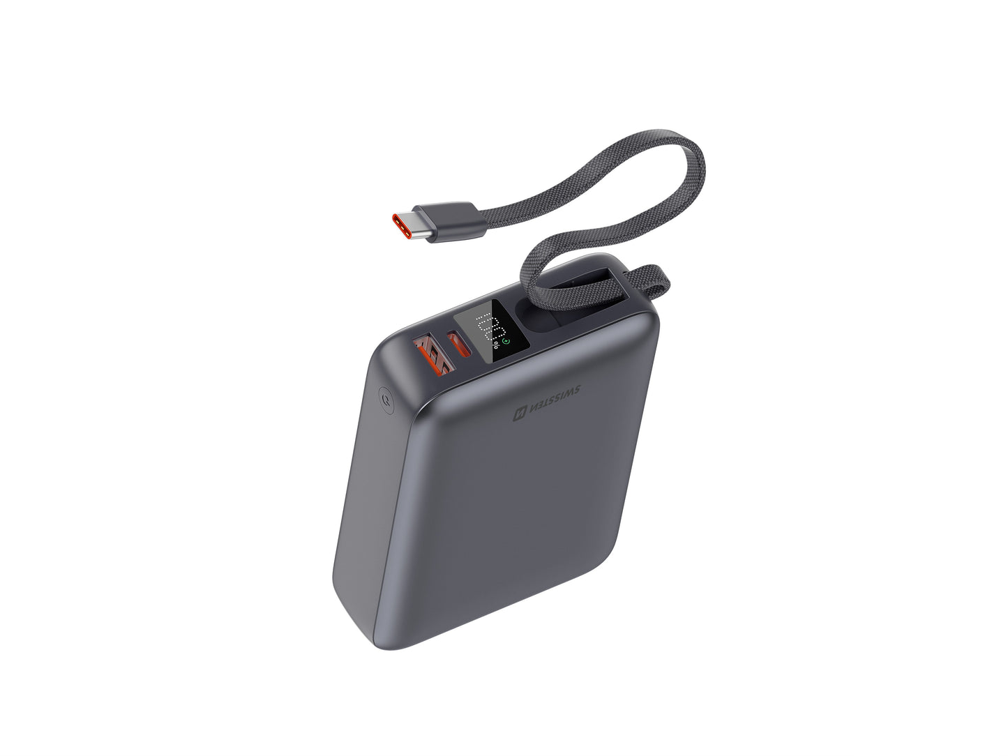 SWISSTEN POWER BANK 20000mAh CON LED DISPLAY E CAVO INTEGRATO USB-C 45W 22013976