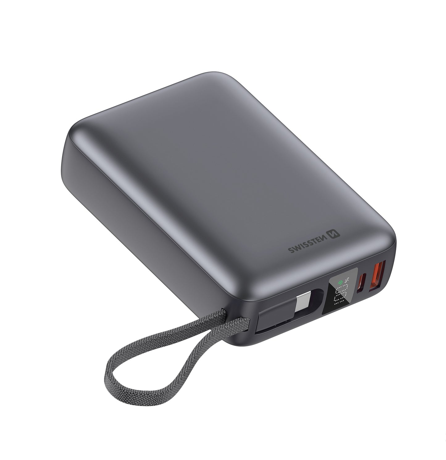 SWISSTEN POWER BANK 20000mAh CON LED DISPLAY E CAVO INTEGRATO USB-C 45W 22013976