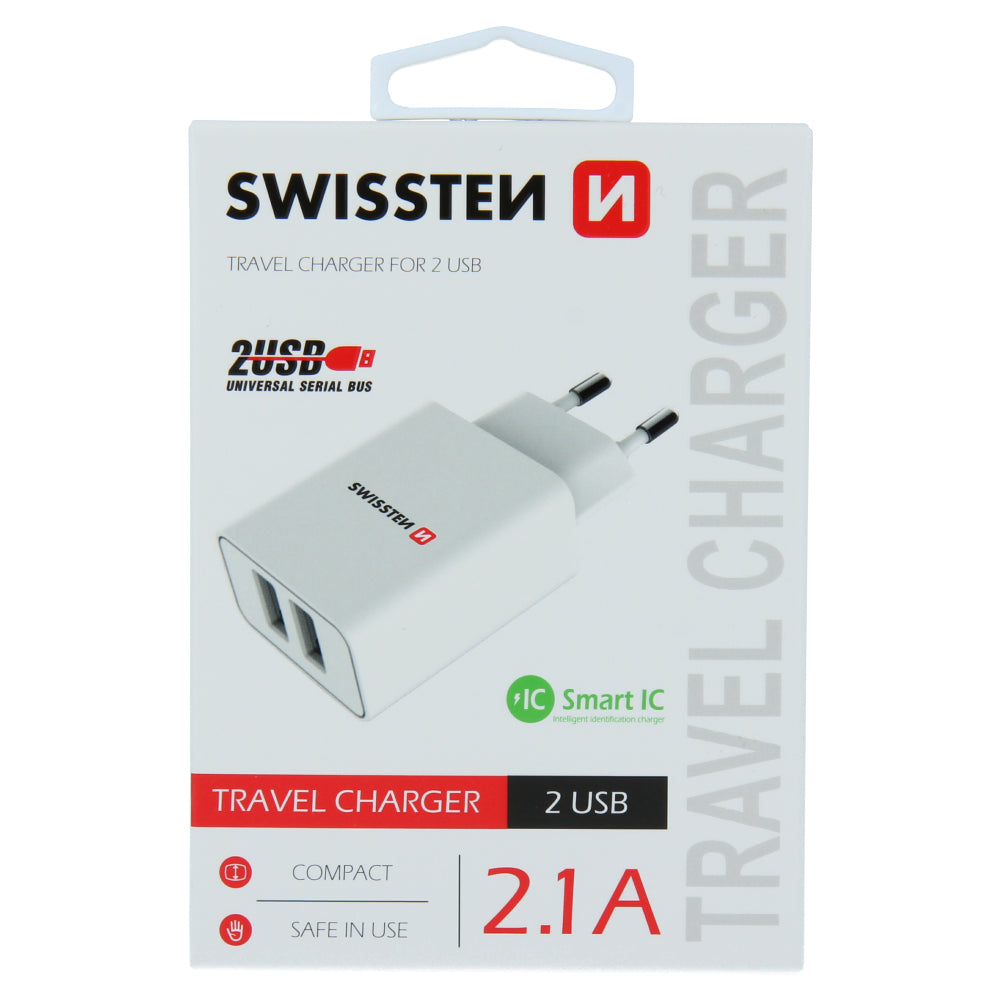 SWISSTEN CARICABATTERIE 10,5W CON 2 PORTE USB SMART IC 22034000