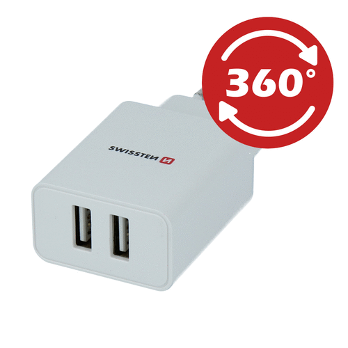 SWISSTEN CARICABATTERIE 10,5W CON 2 PORTE USB SMART IC 22034000
