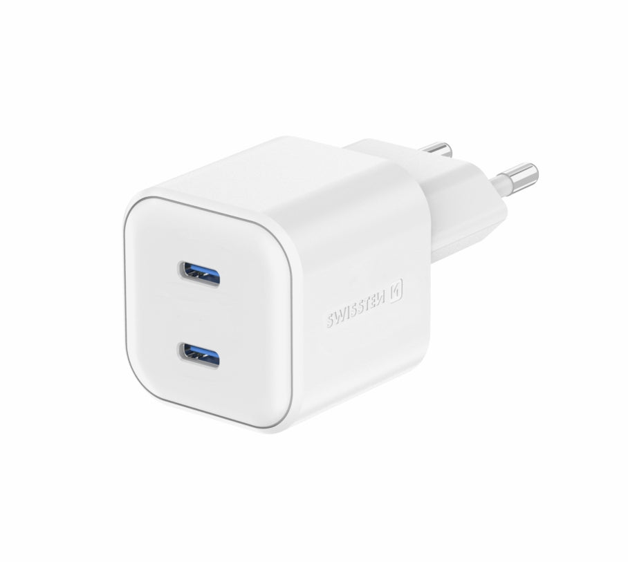 SWISSTEN CARICABATTERIE 20W DUO (USB-C+USB-C) POWER DELIVERY GaN 22070500