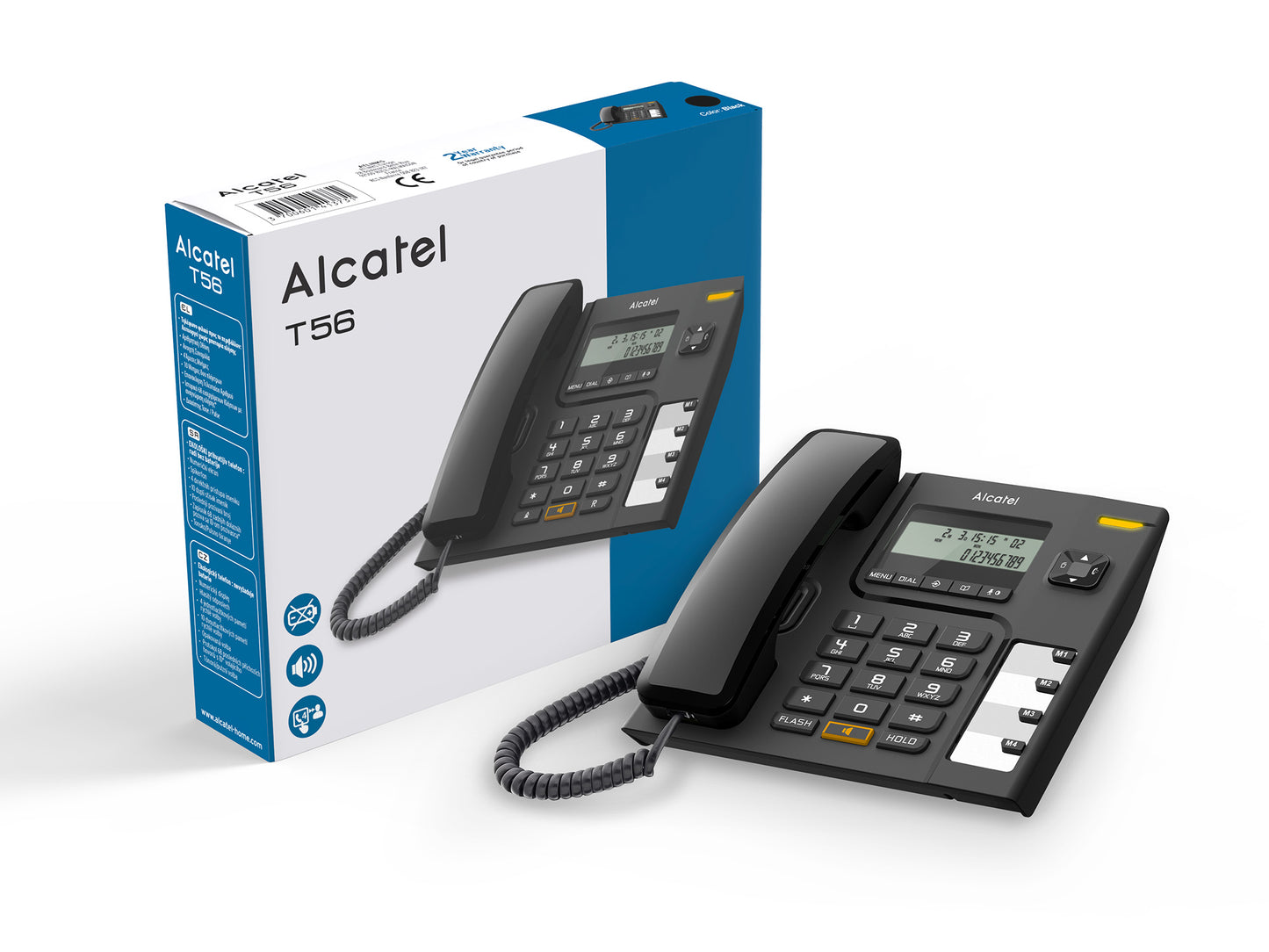 ALCATEL TELEFONO CON FILO VIVAVOCE MEMORIE DIRETTE DISPLAY T56 CE NERO