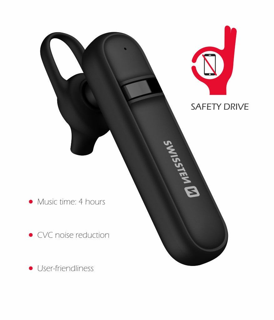 SWISSTEN AURICOLARE MONO BLUETOOTH 5.0 CONNESSIONE SIMULTANEA 2 SMARTPHONE 51104100
