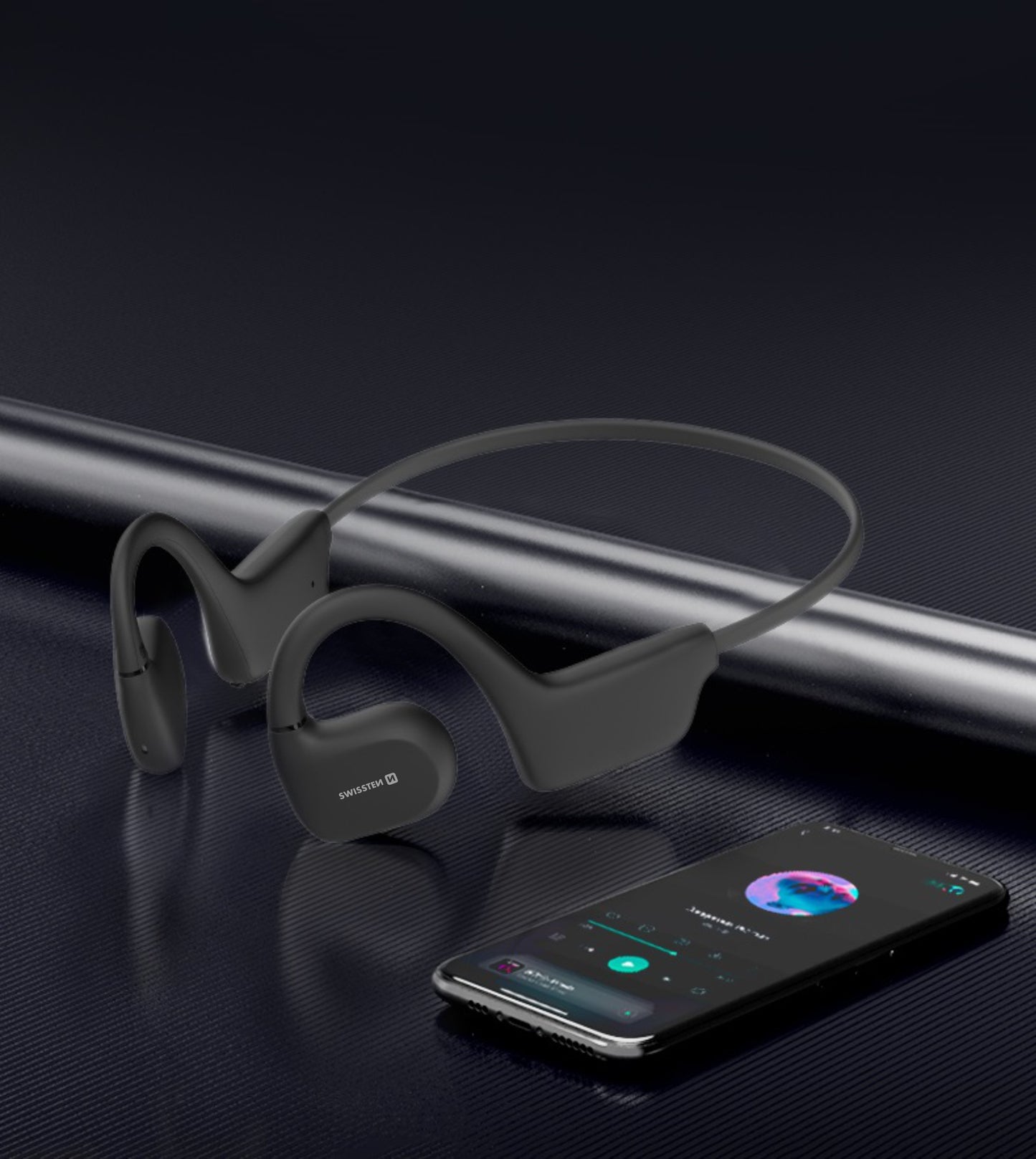 SWISSTEN AURICOLARI BLUETOOTH 5.2 GYM OPEN EAR DOLBY ATMOS 360° CON MICROFONO COLORE NERO 51107091