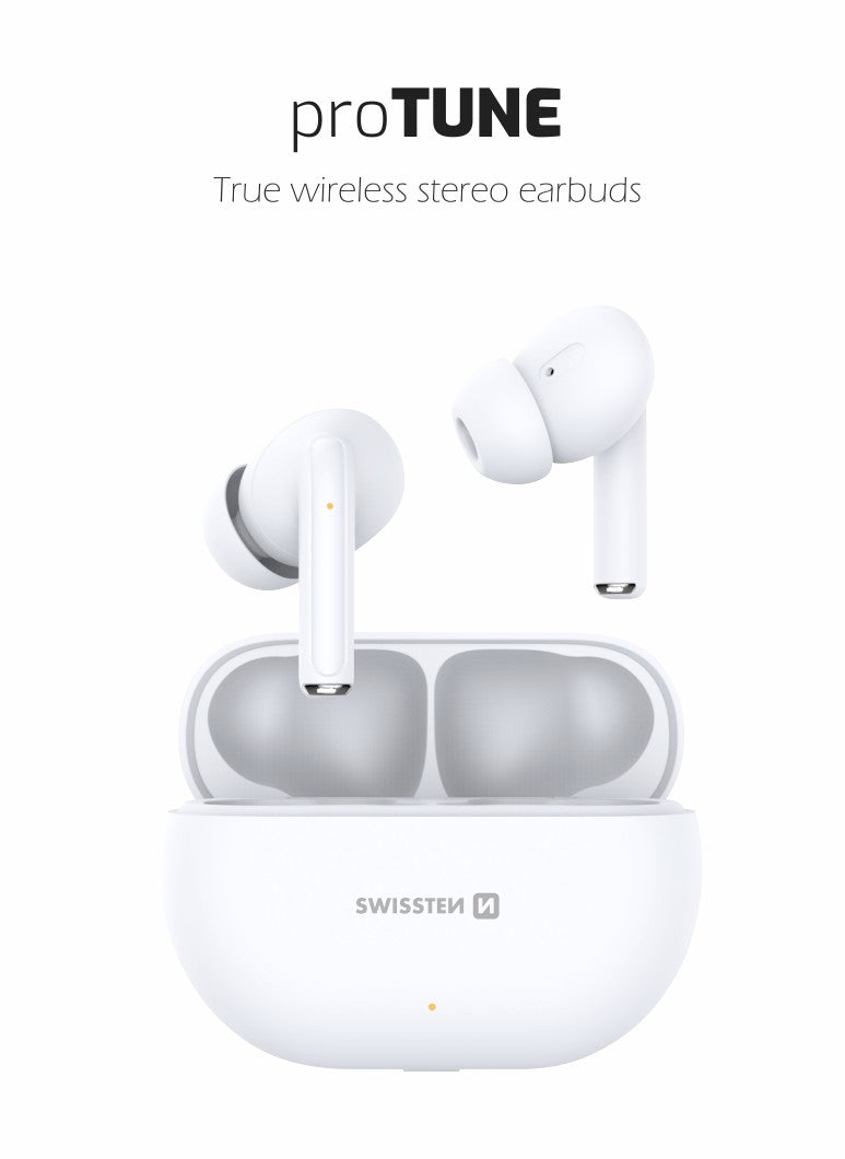 SWISSTEN PRO TUNE TWS BLUETOOTH 5.0 EARPHONES AURICOLARI SENZA FILI STEREO BIANCHI 54400200