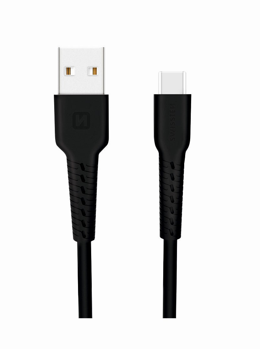SWISSTEN CAVO DATI GOMMATO NERO USB-A / USB-C 1,0 MT 5A 71505530