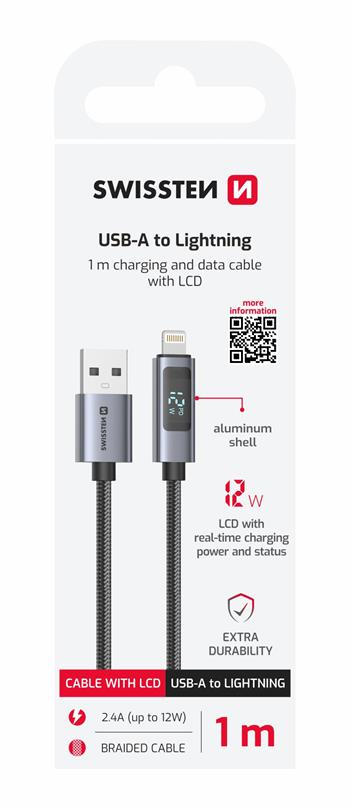SWISSTEN CAVO DATI LCD USB-A / LIGHTNING DA 1 MT 2.4A 30W 71551071