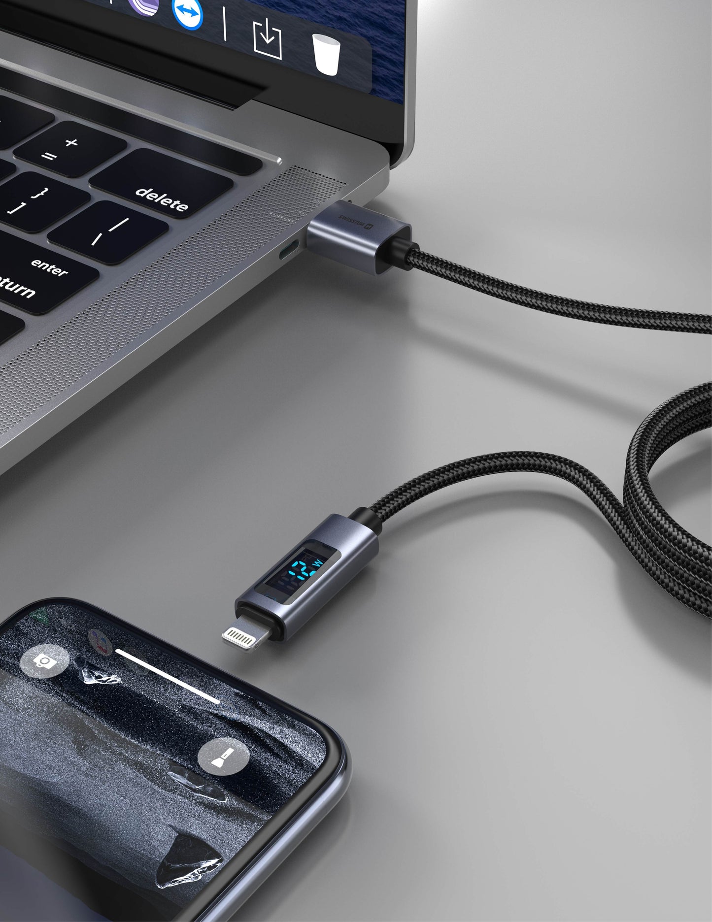 SWISSTEN CAVO DATI LCD USB-A / LIGHTNING DA 1 MT 2.4A 30W 71551071