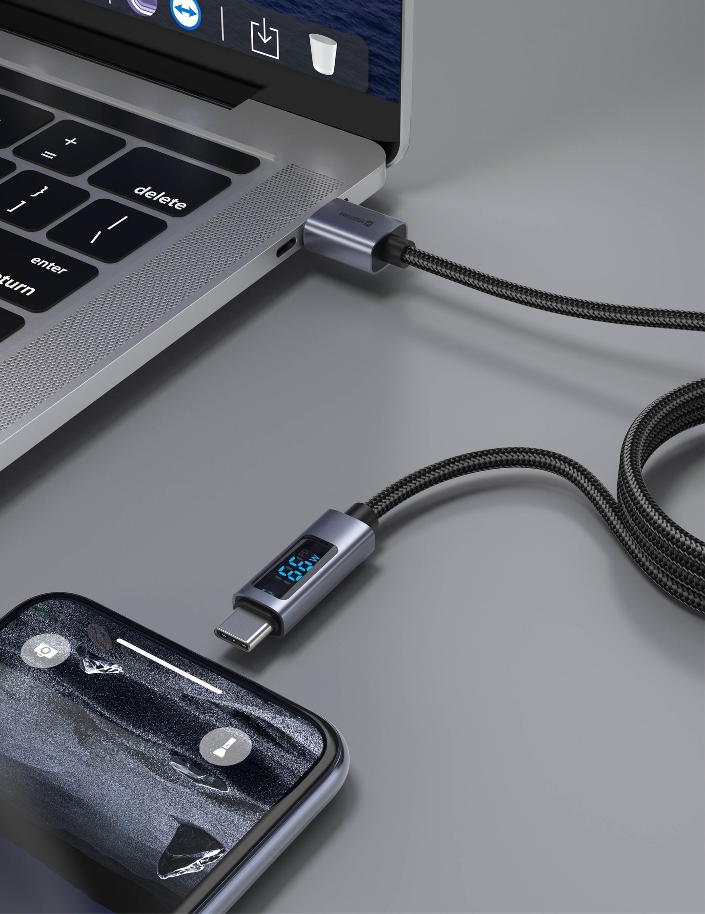 SWISSTEN CAVO DATI LCD USB-A / USB-C DA 1,5MT 3A 60W 71551072