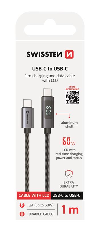 SWISSTEN CAVO DATI LCD USB-C / USB-C DA 1 MT 3A 60W 71551075