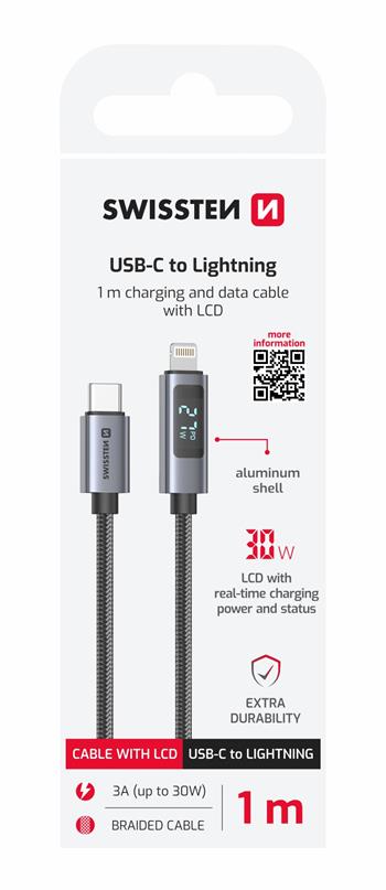 SWISSTEN CAVO DATI LCD USB-C / LIGHTNING DA 1 MT 3A 30W 71551077