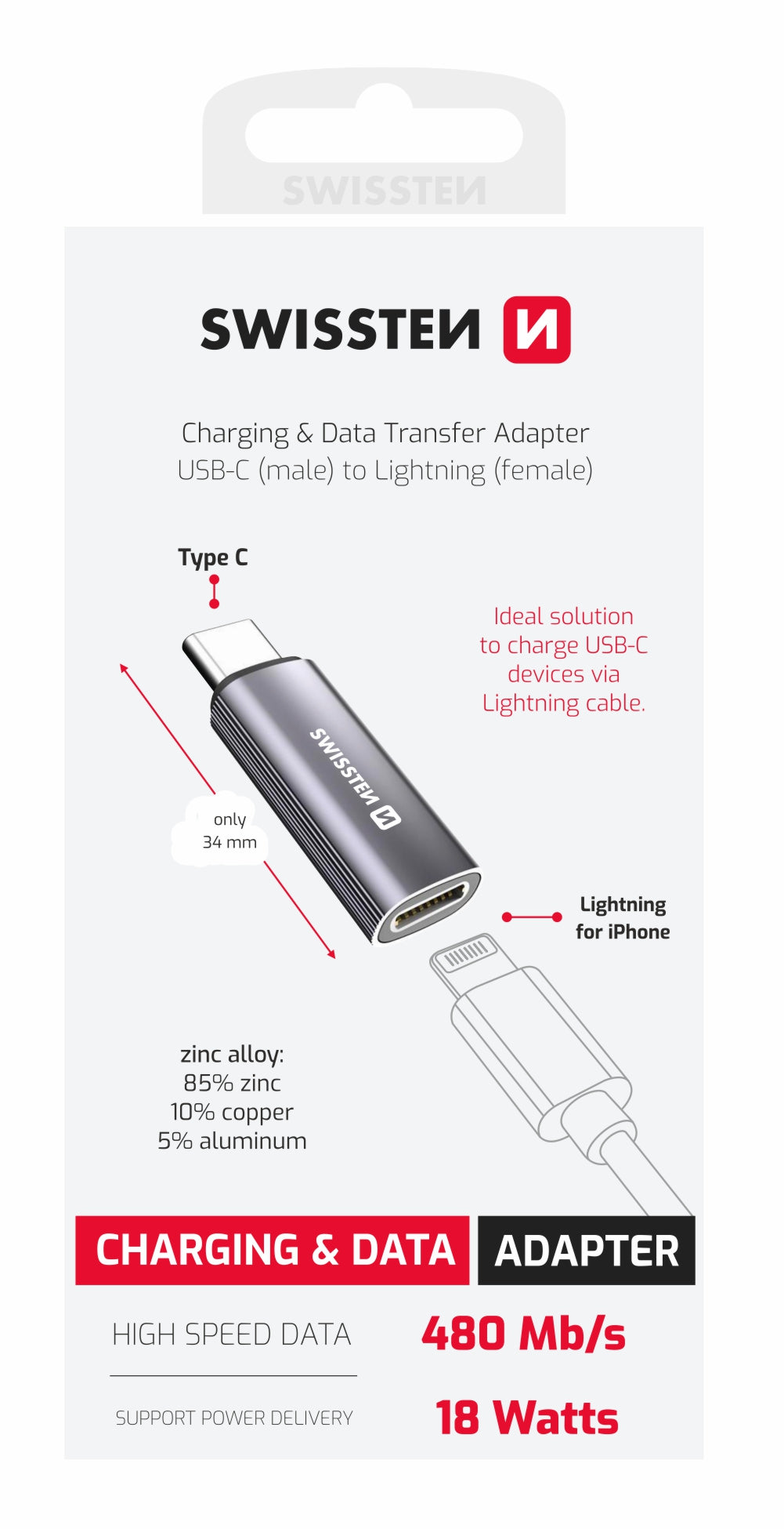 SWISSTEN ADATTATORE DI RICARICA ED OTG (TRASFERIMENTO DATI FINO A 480 Mb/s) 73501219