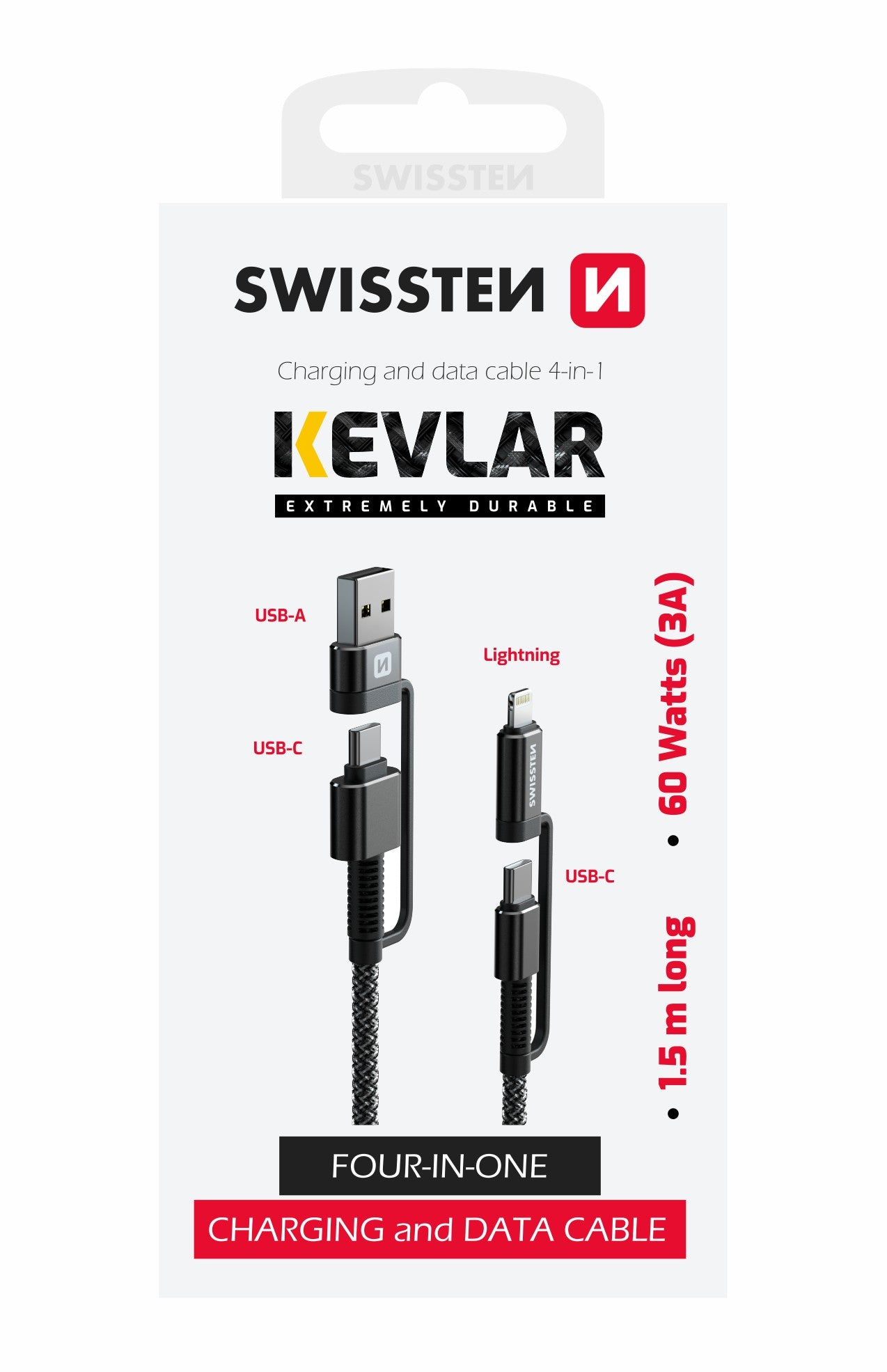 SWISSTEN CAVO DATI KEVLAR 4 IN 1 DA 1,5MT 3A 74501101