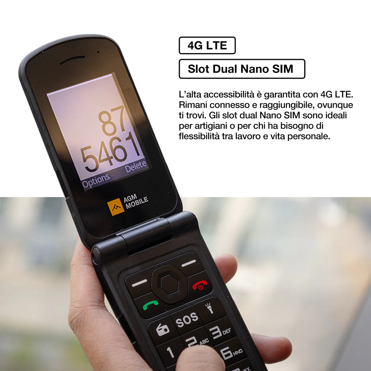 TELEFONO CELLULARE A CONCHIGLIA AGM M10 4G RUGGED RINFORZATO RESISTENTE