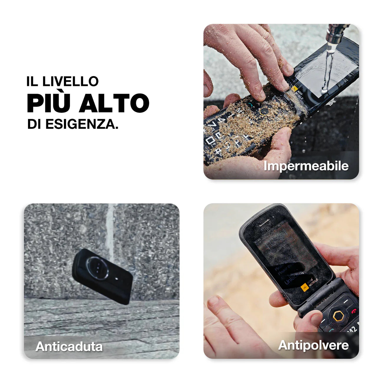 TELEFONO CELLULARE A CONCHIGLIA AGM M8 FLIP 4G TASTI GRANDI TASTO SOS RUGGED RINFORZATO RESISTENTE