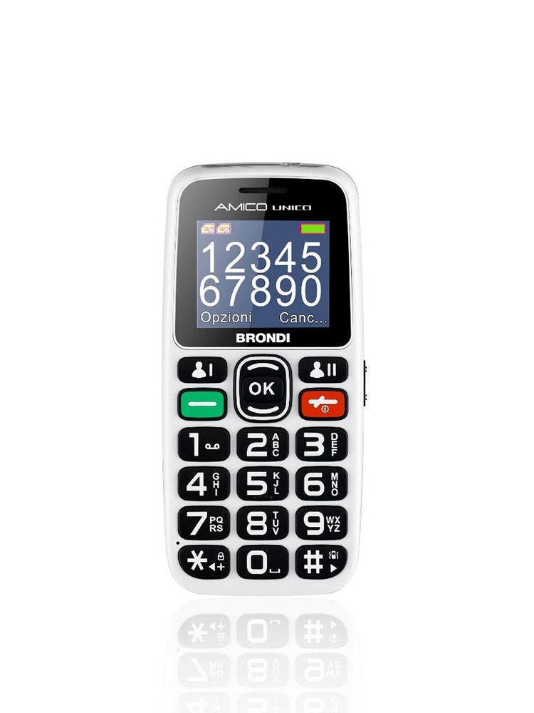 TELEFONO CELLULARE TASTI E NUMERI GRANDI BRONDI AMICO UNICO BIANCO