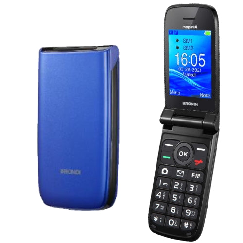 TELEFONO CELLULARE PER ANZIANI FACILE A CONCHIGLIA BRONDI MAGNUM 4 BLU