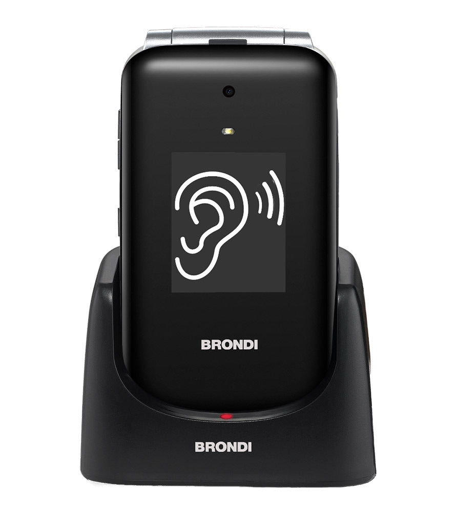 TELEFONO CELLULARE A CONCHIGLIA CON BASE DI RICARICA E TASTI E NUMERI GRANDI BRONDI AMICO SUPERVOICE