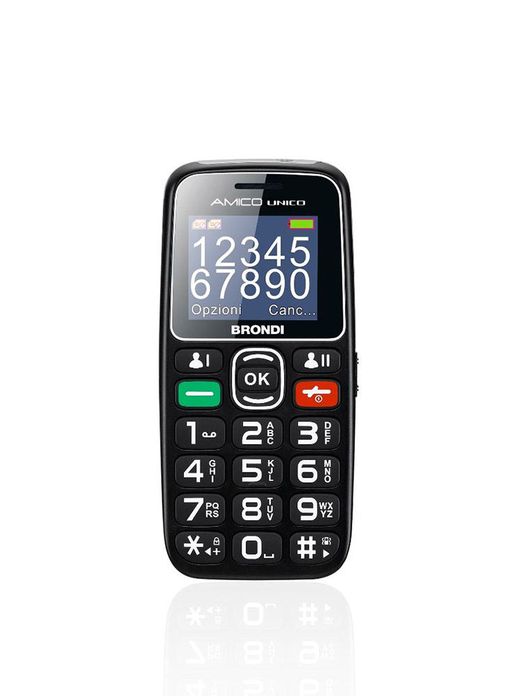TELEFONO CELLULARE TASTI E NUMERI GRANDI BRONDI AMICO UNICO NERO
