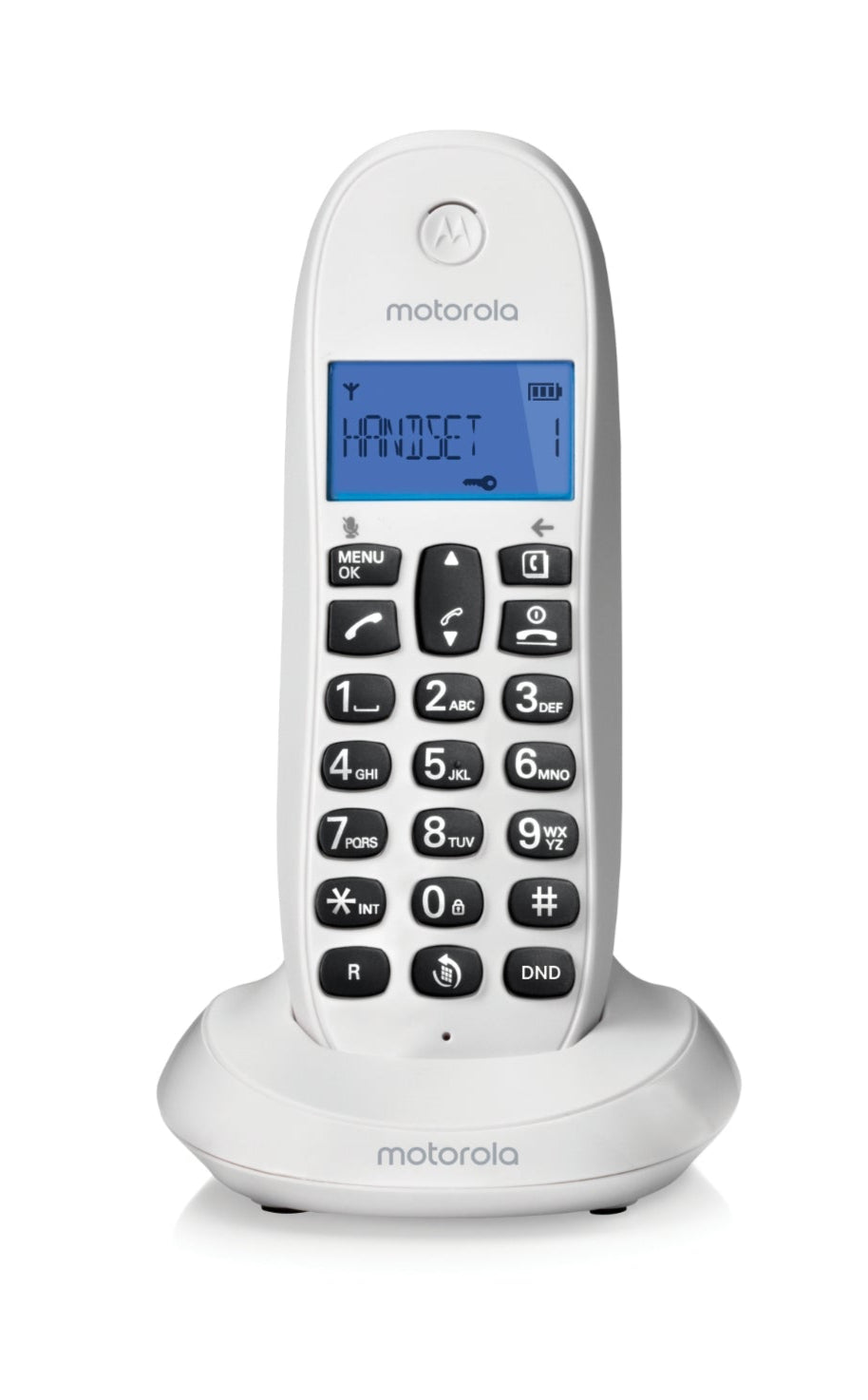 MOTOROLA TELEFONO CORDLESS CON VIVAVOCE DISPLAY ILLUMINATO BLOCCO CHIAMATE C1001CB+ white