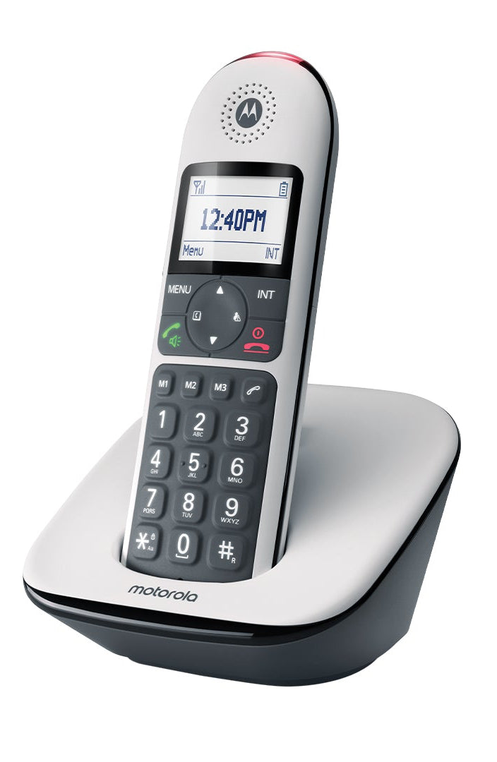 MOTOROLA TELEFONO CORDLESS CON VIVAVOCE TASTI GRANDI ILLUMINATI AVVISO LUMINOSO COMPATIBILE CON APPARECHI ACUSTICI CD5001