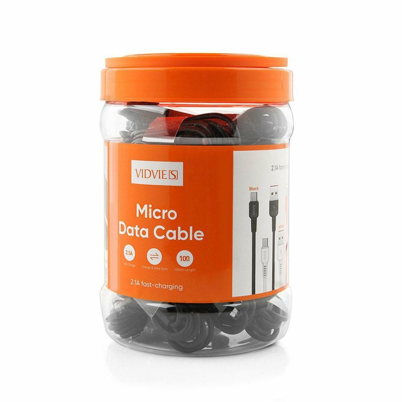 CAVO DATI PVC USB-A MICRO USB DA 1,0 MT BARATTOLO 30 PEZZI VIDVIE DC09MICRO