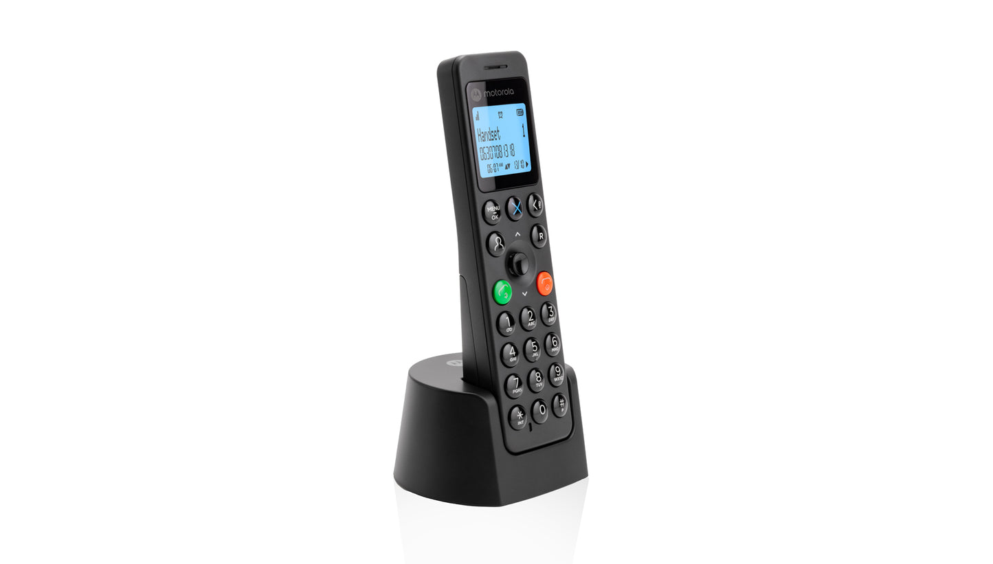 MOTOROLA TELEFONO CORDLESS CON VIVAVOCE BLOCCO CHIAMATE DISPLAY ILLUMINATO DOT201