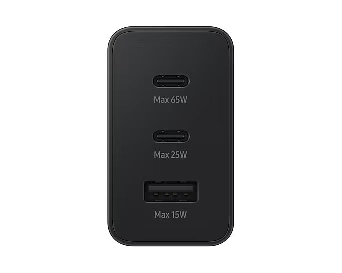 SAMSUNG CARICABATTERIE ORIGINALE UNIVERSALE SUPER FAST CHARGING TRIO 65W (DUE PORTE USB-C ED UNA USB-A) EP-T6530NBEGEU