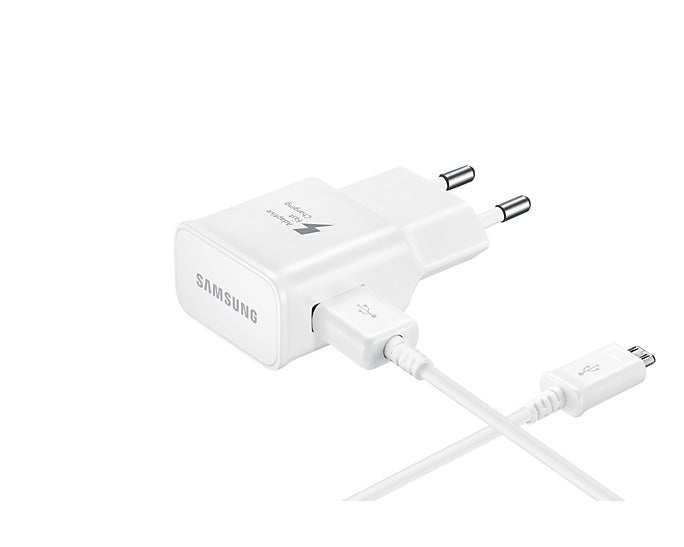 SAMSUNG CARICABATTERIE ORIGINALE USB-A BIANCO 15W EP-TA20EWEUGWW CON CAVO MICRO USB