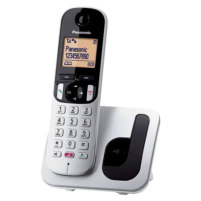 PANASONIC TELEFONO CORDLESS CON VIVAVOCE BLOCCO CHIAMATE SILVER KX-TGC250JTS