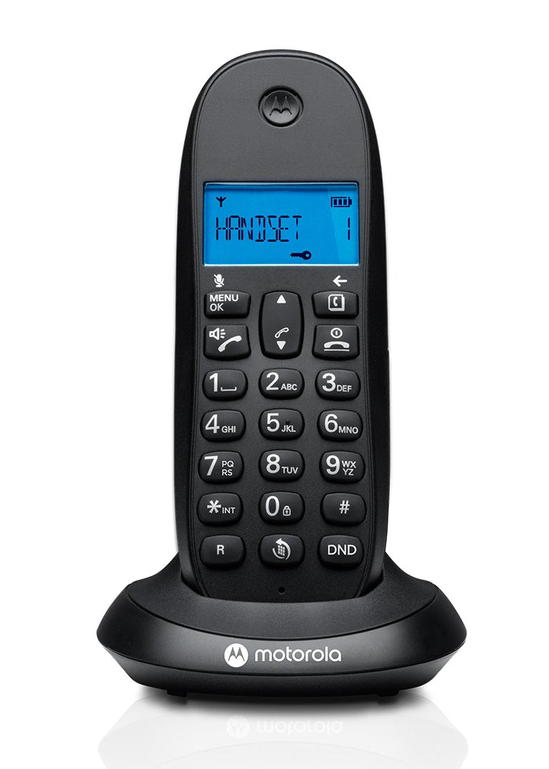 MOTOROLA TELEFONO CORDLESS CON VIVAVOCE DISPLAY ILLUMINATO BLOCCO CHIAMATE C1001CB+