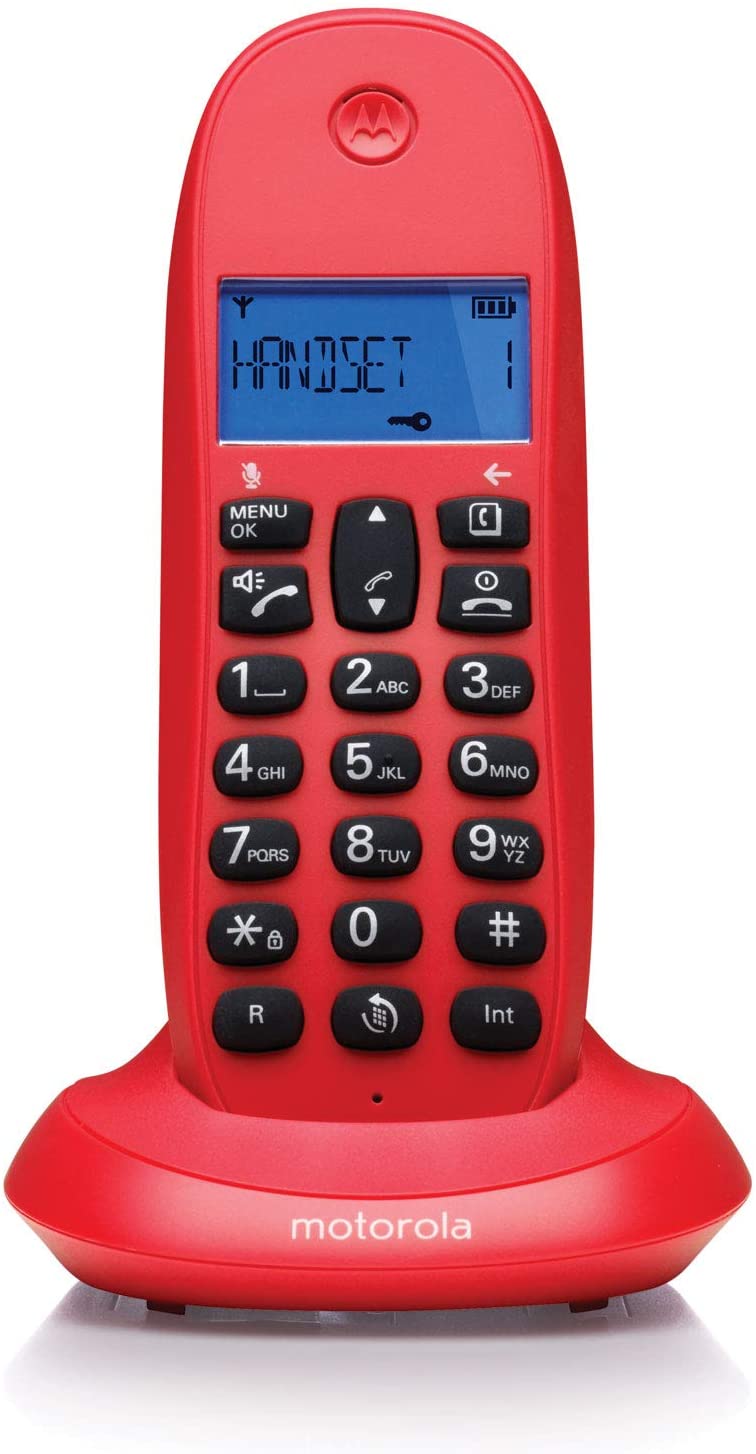 MOTOROLA TELEFONO CORDLESS CON VIVAVOCE DISPLAY ILLUMINATO BLOCCO CHIAMATE C1001LB+ Cherry