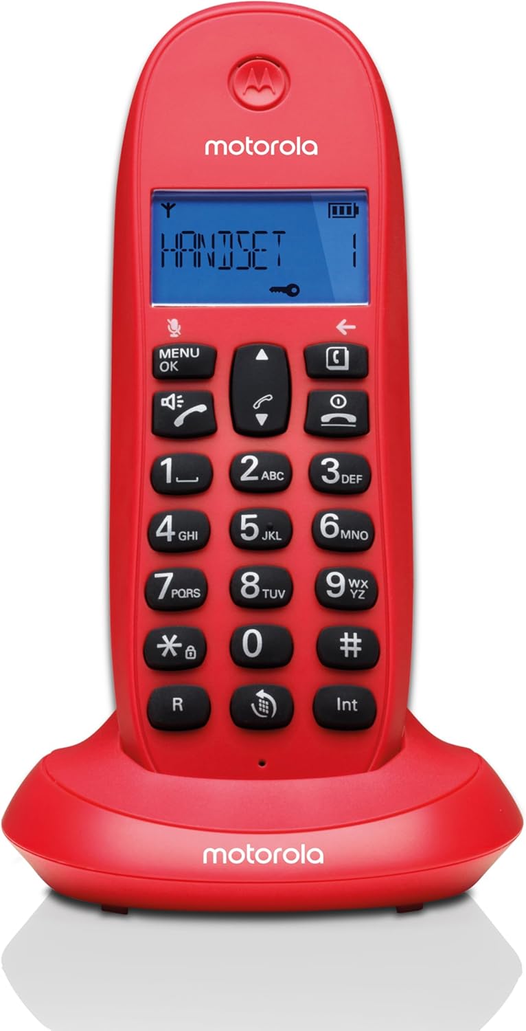 MOTOROLA TELEFONO CORDLESS CON VIVAVOCE DISPLAY ILLUMINATO BLOCCO CHIAMATE C1001LB+ Cherry