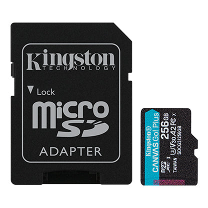 KINGSTON microSDHC 256GB CANVAS GO! PLUS CLASSE 10 SDCG3/256GB FINO A 170 MB/s CON ADATTATORE