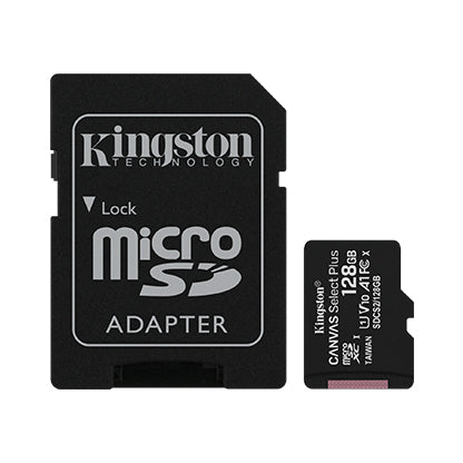 KINGSTON microSDHC 128GB CANVAS SELECT PLUS CLASSE 10 SDCS2/128GB CON ADATTATORE