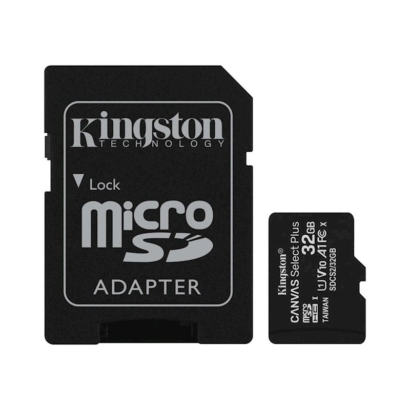 KINGSTON microSDHC 32GB CANVAS SELECT PLUS CLASSE 10 SDCS2/32GB CON ADATTATORE