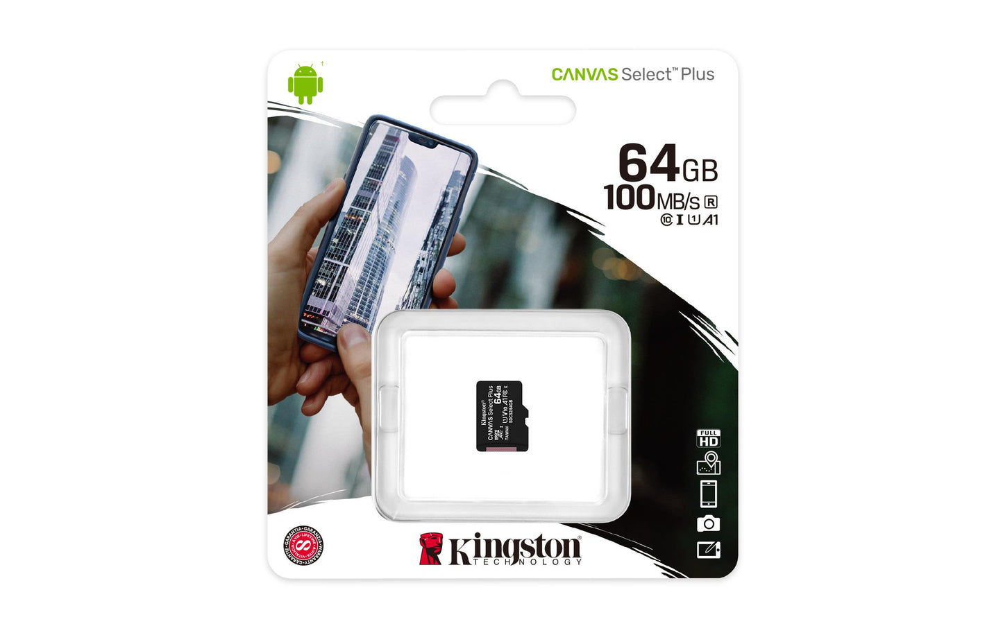 KINGSTON microSDHC 64GB CANVAS SELECT PLUS CLASSE 10 SDCS2/64GBSP