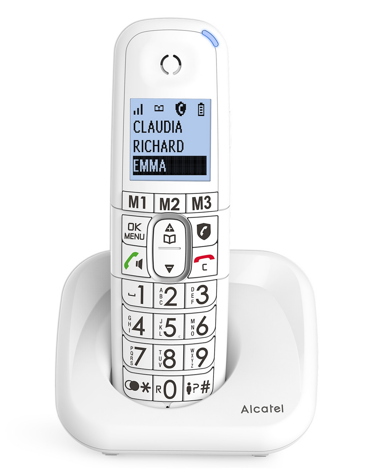 ALCATEL TELEFONO CORDLESS CON VIVAVOCE TASTI E NUMERI GRANDI TRE MEMORIE DIRETTE BLOCCO CHIAMATE XL785 BIANCO