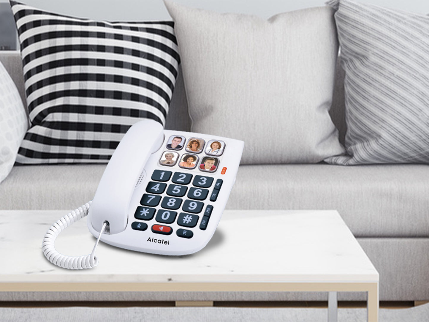 ALCATEL TELEFONO CON FILO VIVAVOCE TASTI GRANDI MEMORIE DIRETTE DISPLAY BIANCO