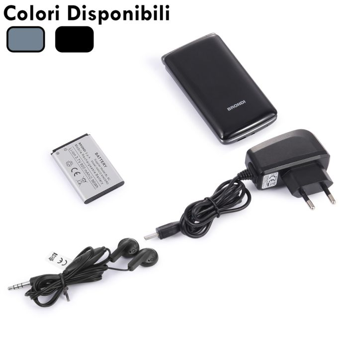 TELEFONO CELLULARE PER ANZIANI FACILE A CONCHIGLIA CON TASTO SOS BRONDI AMICO SINCERO ARGENTO