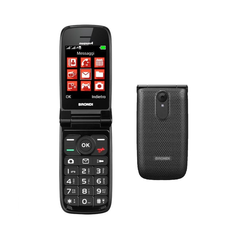 TELEFONO CELLULARE PER ANZIANI FACILE A CONCHIGLIA BRONDI MAGNUM 4 NERO