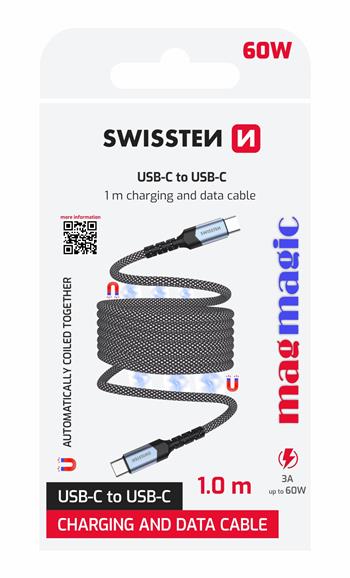 SWISSTEN CAVO DATI MAGNETICO USB-C / USB-C 1,0 MT 3A 60W 71551010