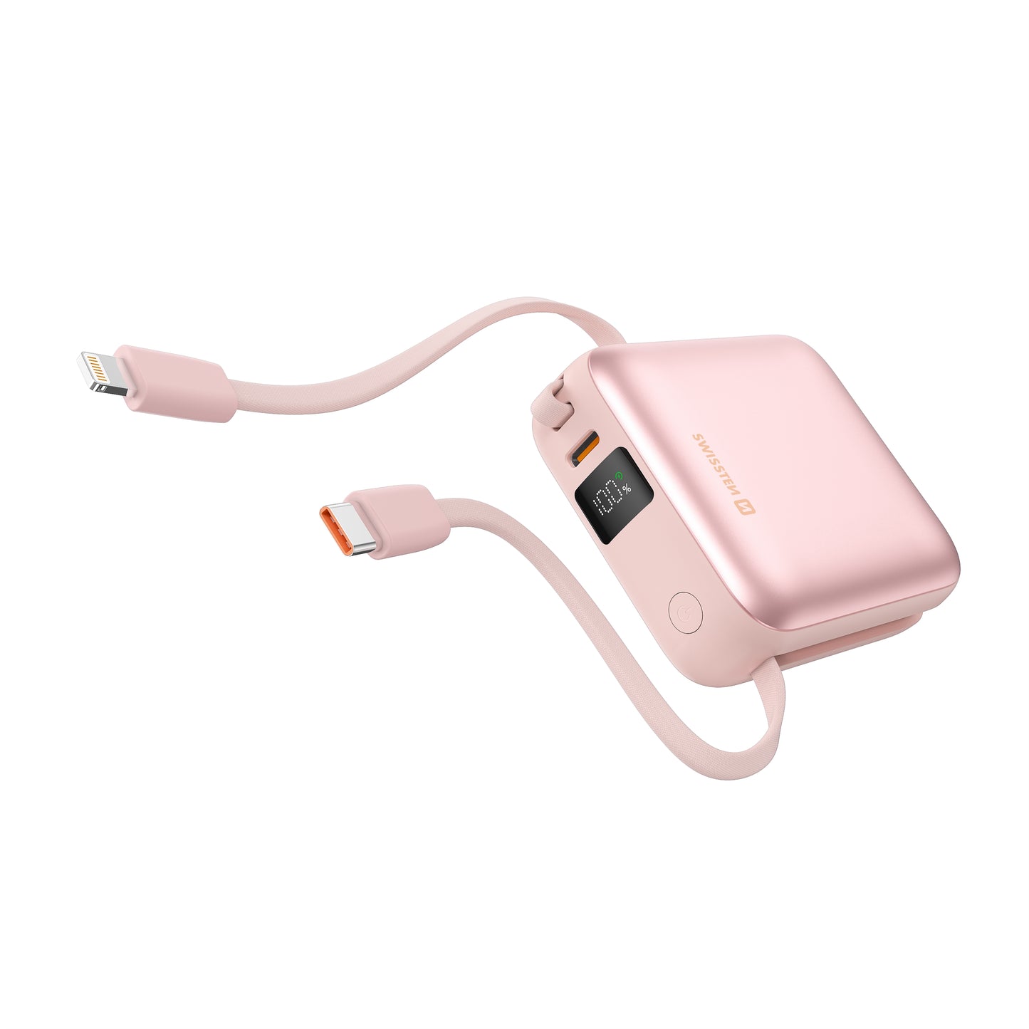 SWISSTEN POWER BANK 10000mAh CON LED DISPLAY E CAVI INTEGRATI USB-C E LIGHTNING 22.5W 22013985