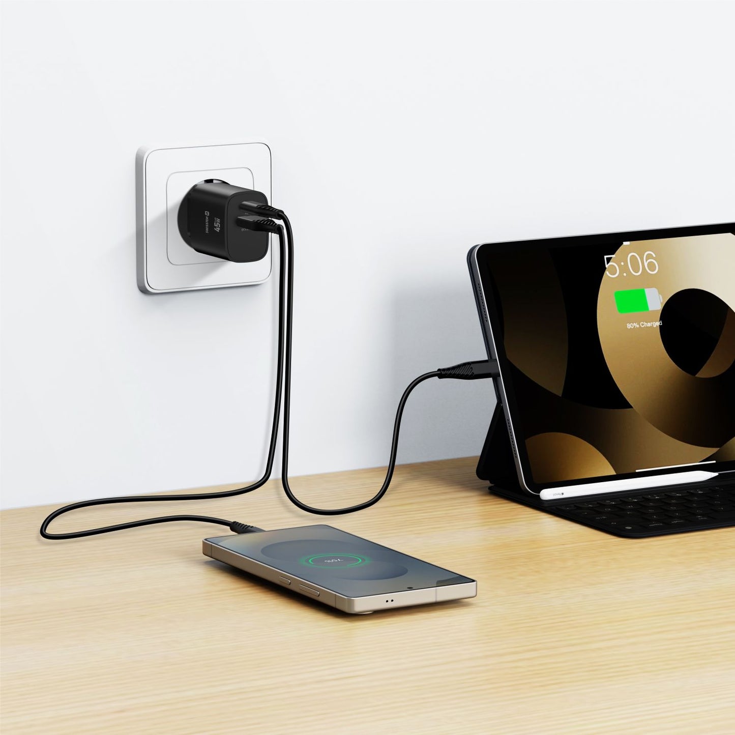 SWISSTEN CARICABATTERIE 45W DUO (USB-A+USB-C) POWER DELIVERY GaN QUICK CHARGER 3.0